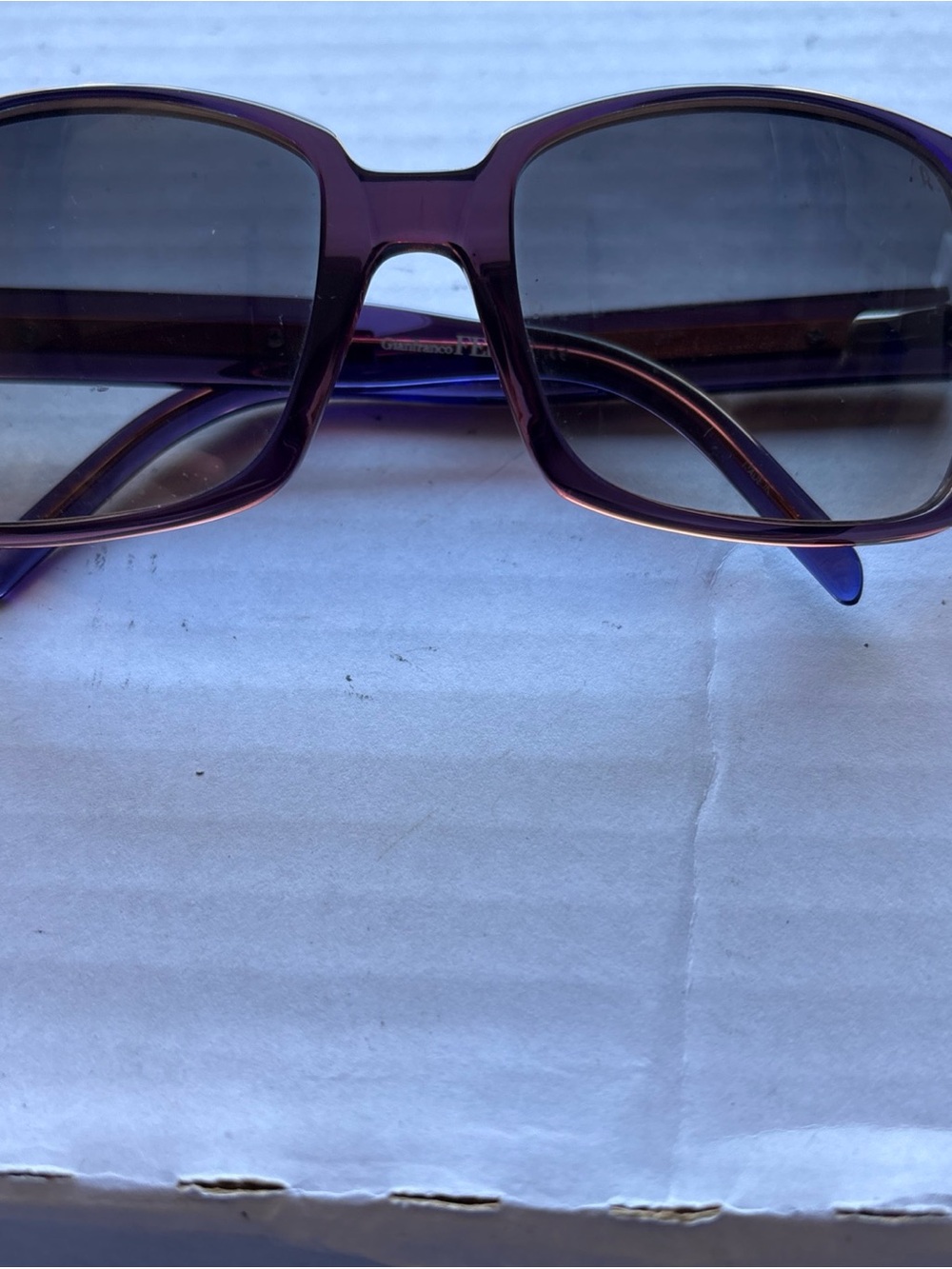Gianfranco Ferre Purple Square Sunglasses with Gray Lenses